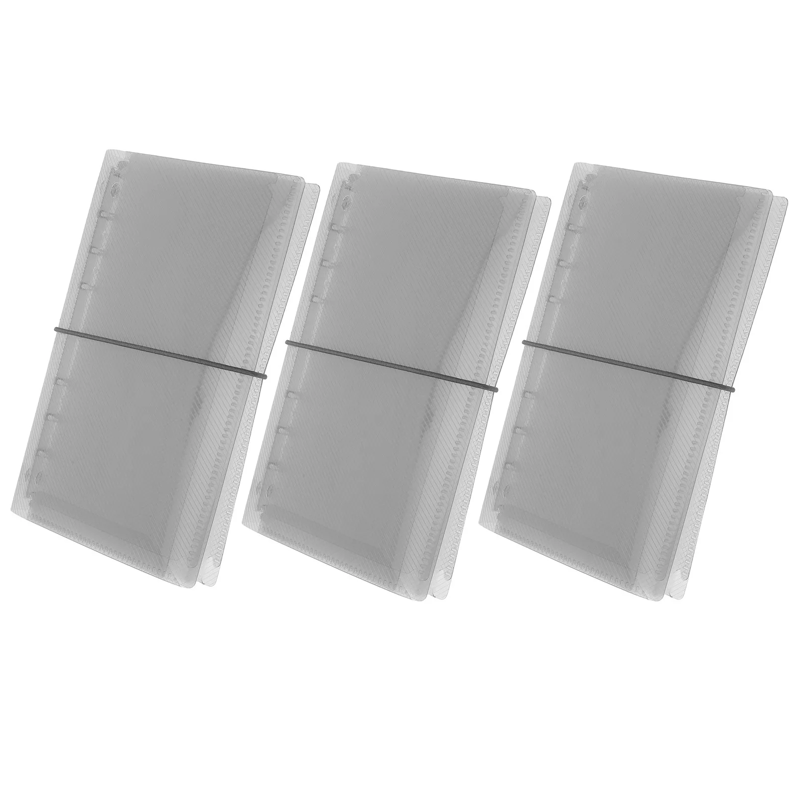 3Pcs Clear A6 Notebook Cover Refillable Soft Binder Elastic Band Round Ring Organizer Budget Planner Meeting School Office