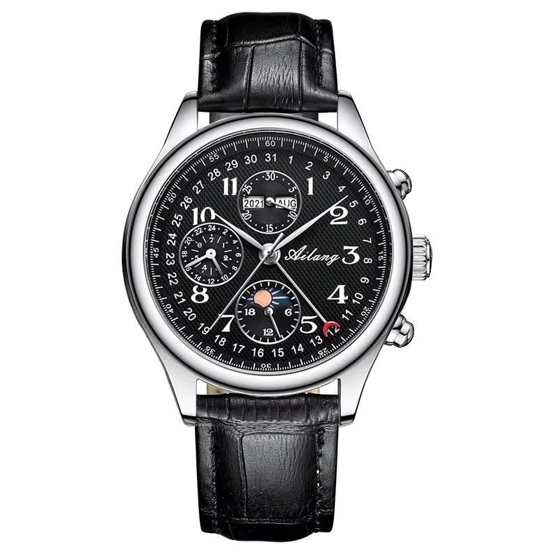 

The new Ailang top luxury brand men's mechanical watch moon phase multi-function watch waterproof men's business style watch