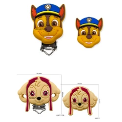 Contas de cão patrulha de silicone e clipe de chupeta bebê mordedor, produto comestível para clipe mordedor, 1 conjunto, 2pcs