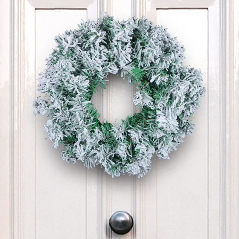 30/40/50cm Christmas Snow Wreath Front Door Hanging Rattan Garland Xmas Wall Windown Ornament 2025 New Year Home Party Decor