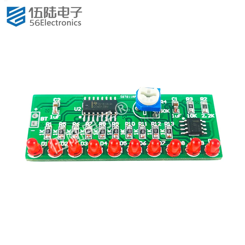 NE555+4017 Chip Water Lamp 10-way LED Circuit Electronic DIY Kit Electronic Circuits to Assemble easy