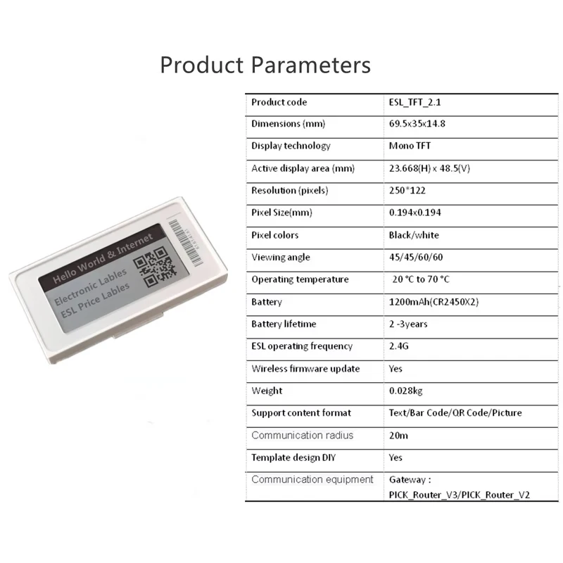 1 Stück Schwarz 2,1 Zoll elektronischer Preisschild ESL TFT-Bildschirm Regaletikett Kein unordentliches Schreiben KEIN Base Sation Bluetooth Connect Andriod App