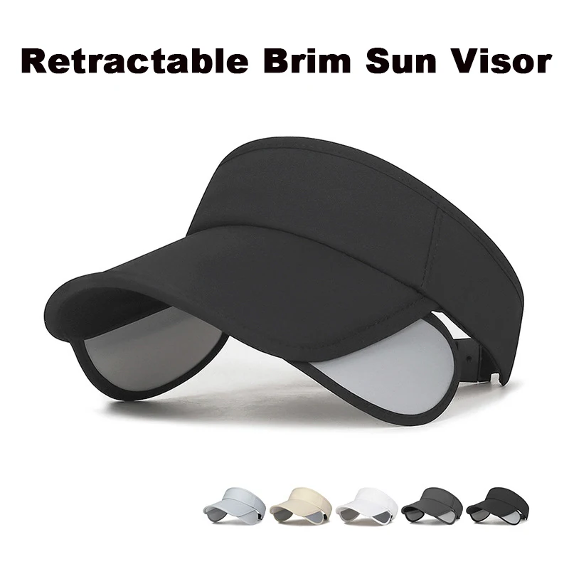 Summer Retractable Extendable Brim Sun Visor Cap Fashion & Versatile UV Protection Anti-ultraviolet Topless Sun Hat Breathable A