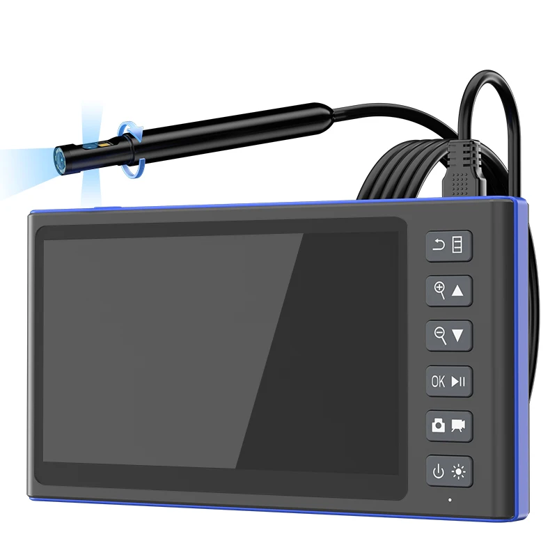 9.5mm 1080P 360° Rotate Endoscope Dual&Triple Camera with 7'' IPS Screen Detachable Design Borescope Inspection Camera for Pipe