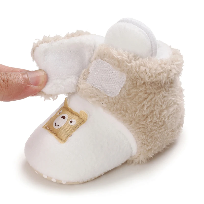 Baby Autumn Winter Boots Baby Girl Boys Winter Warm Shoes Solid Fashion Toddler Fuzzy Balls First Walkers Kid Shoes 0-18M