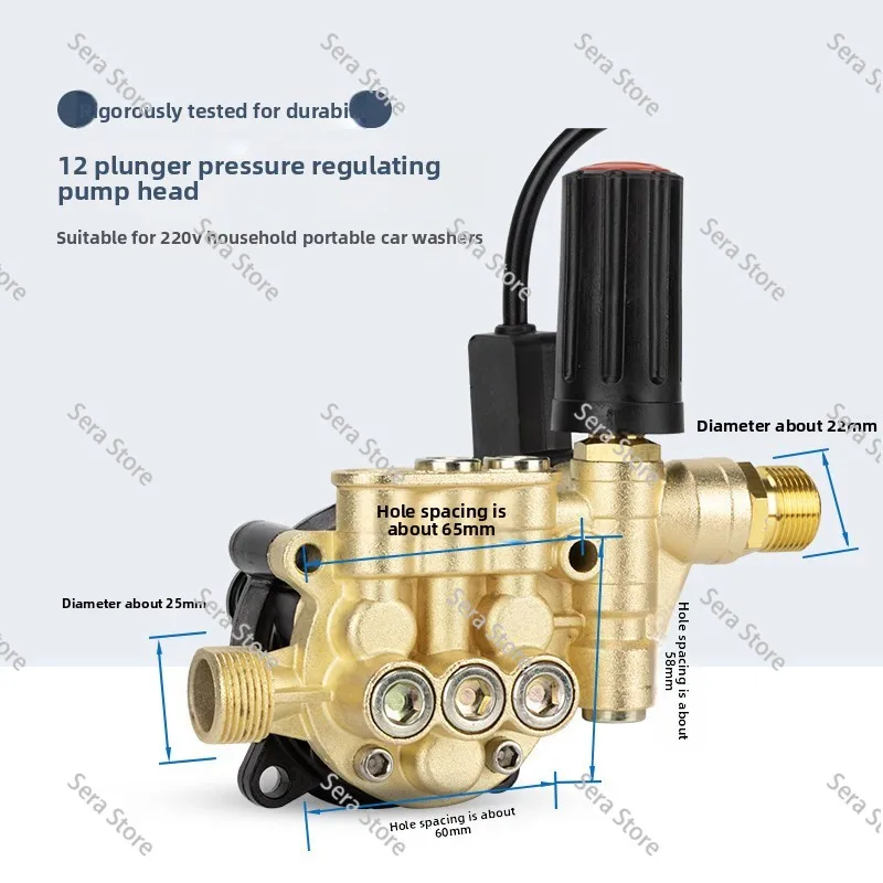 12-Pillar Pressure Regulating Household Portable Car Washing Machine Pump Head Assembly Accessories