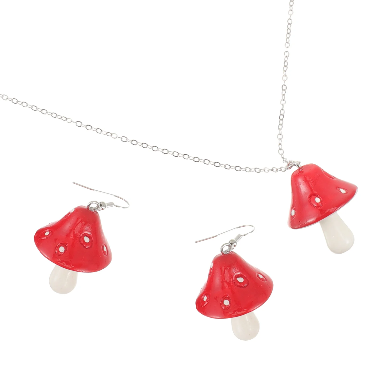 Collier champignon végétal Miss ras du cou pour femme bijoux rouges résine femmes