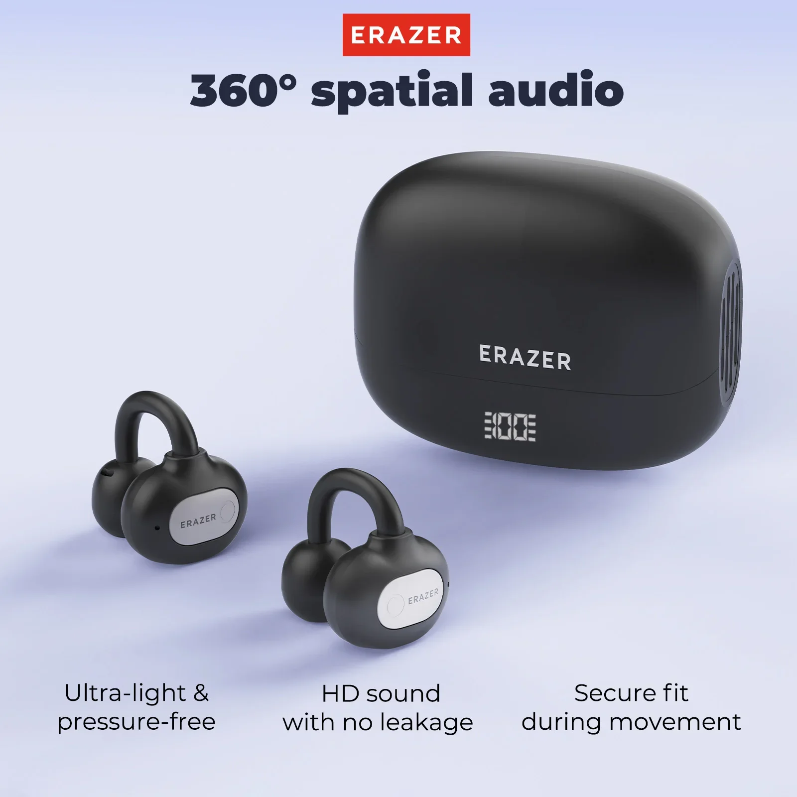 ERAZER XF50 Bluetooth V6.0 AI Earphones OWS Ear Clip Headsets Sports Wireless Headphones with Mic Translator Earbuds Open-Ear