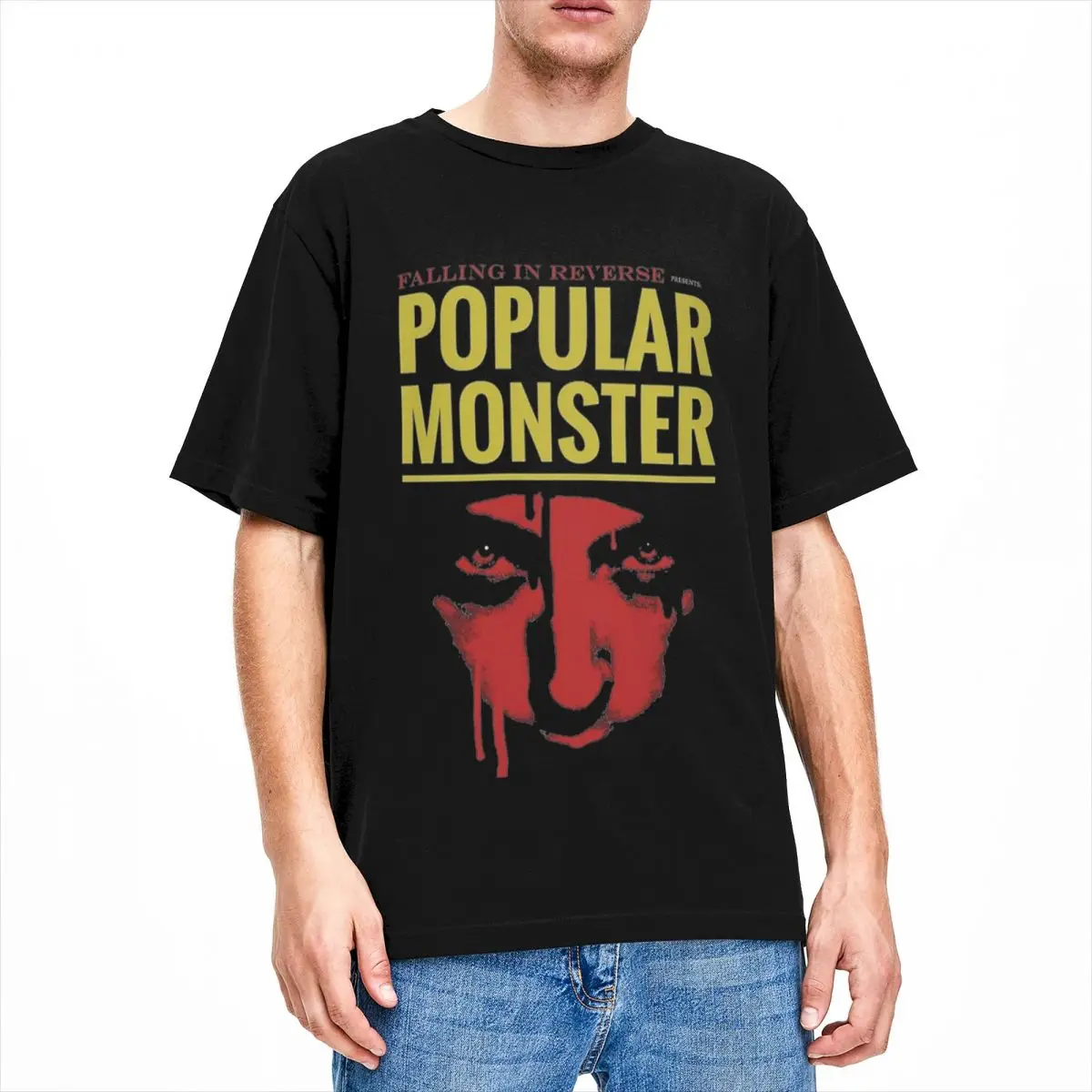 Falling In Reverse Popular Monster T-Shirt Summer Vintage T-Shirts Cotton Fashion Tee Shirt For Men's Short Sleeve Loose Tees