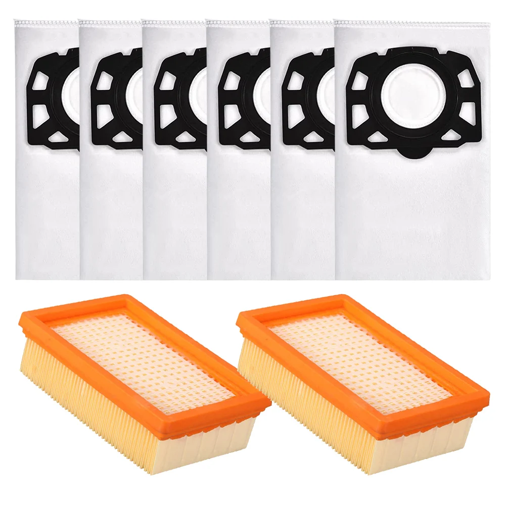 6pcs Dust Bags With 2pcs Filters For Kärcher WD4 WD5 WD6 MV4 MV5 Vacuum Cleaner Home Improvement Replacement Kit