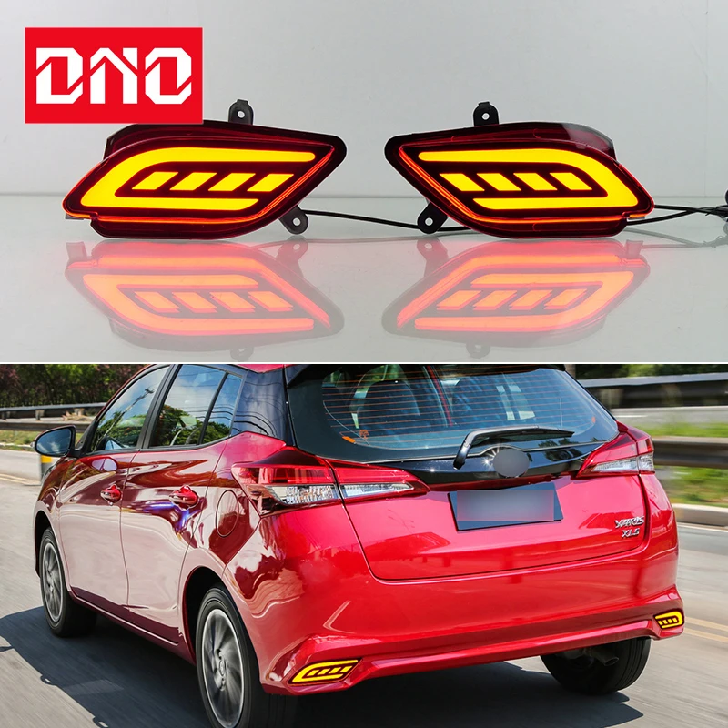 

Car LED Rear Bumper Lamps For Toyota Yaris 2017 - 2022 2023 Brake Light Turn Signal Backup Reflector Lamp Taillights Fog lamp