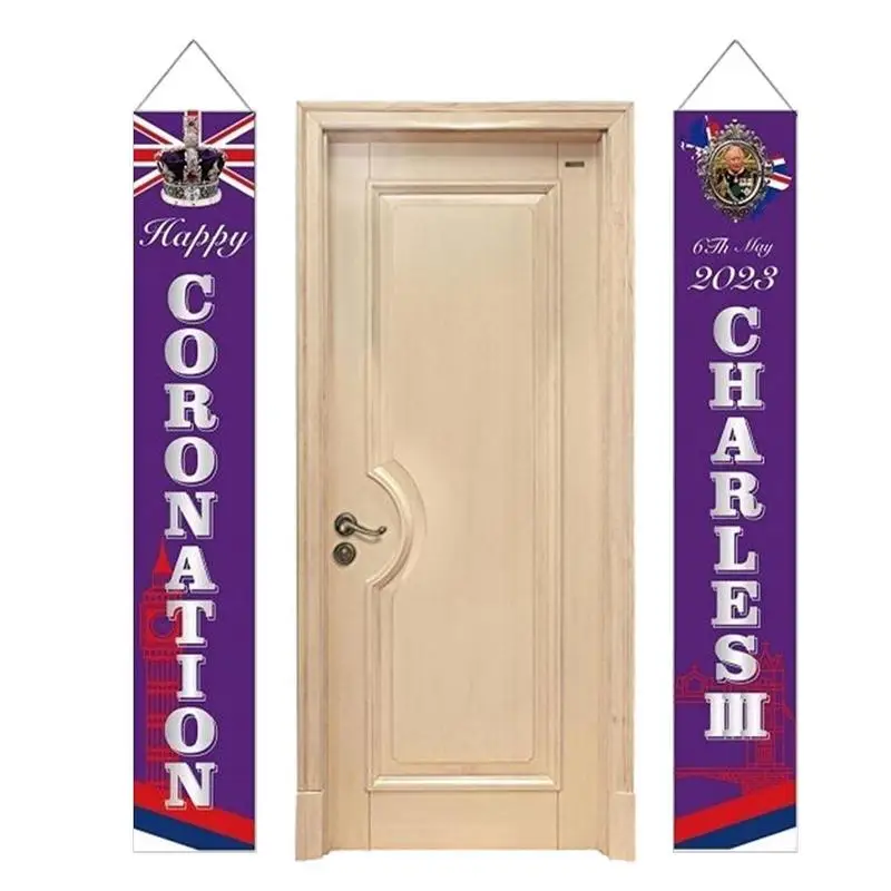 King Coronation Banner King Charles III Coronation Decoration British New Kings Succession Party Decoration For Front Porch Door