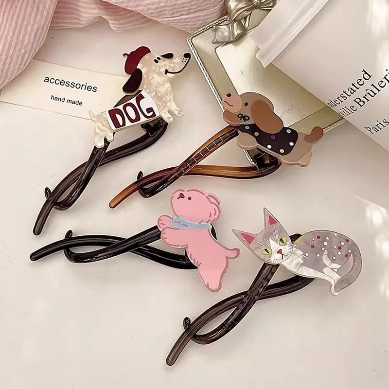 

Acrylic Cute Cartoon Dog Twist Hair Clip Women Girls Ponytail Holder Barrettes Elegant Hairpin Hairgrip Fashion Hair Accessories