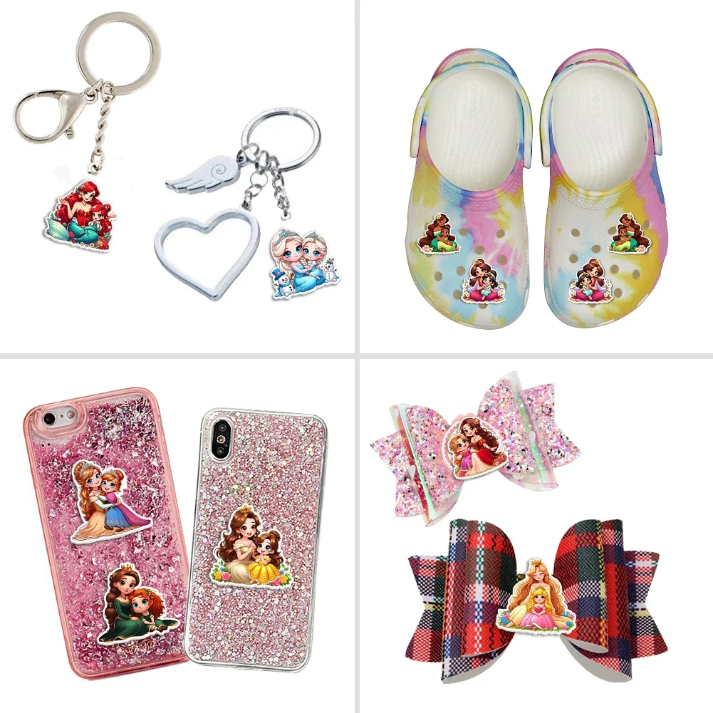 Disney Princess Flat Resin Planar Clear Acrylic Glitter Acrylic For DIY Phone Case Hair Bow 10 Pieces/lot