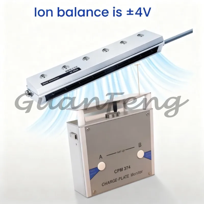 Horizontal mount AC ion air cutter bar static elimination kit, industrial anti-static ionization bar and power supply assembly