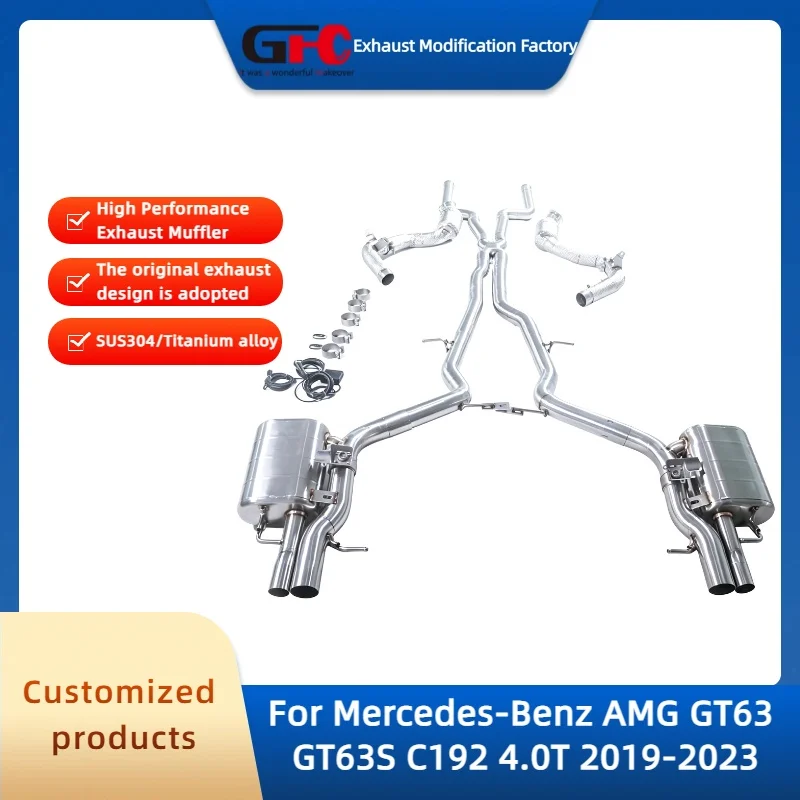 Catted Downpipe Catback Valvetronic Muffler for Mercedes-Benz AMG GT63 GT63S C192 4.0T 2019-2023 High-Performance Exhaust Pipe
