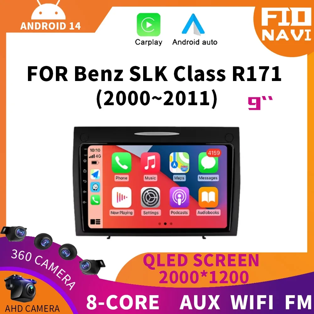 

Android 14 For Mercedes Benz SLK Class R171 SLK200 SLK280 SLK300 2000 - 2011 Car Radio Video Player Stereo 360 Camera Fio