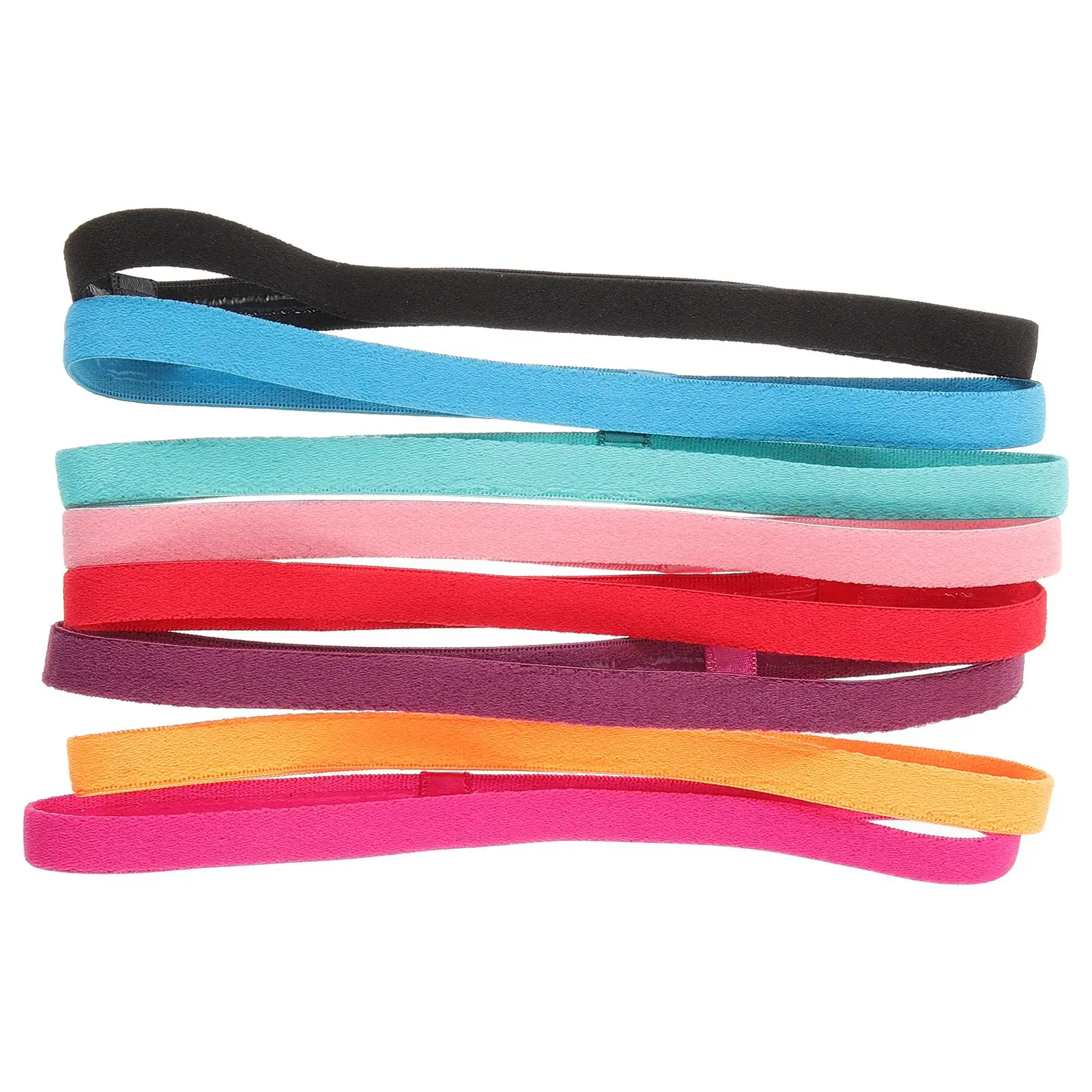 8 Pcs Non-skid Headband for Man Woman Lightweight Sweatbands Sports Hairband Elastic Fabric Anti-slip Fitness Ties