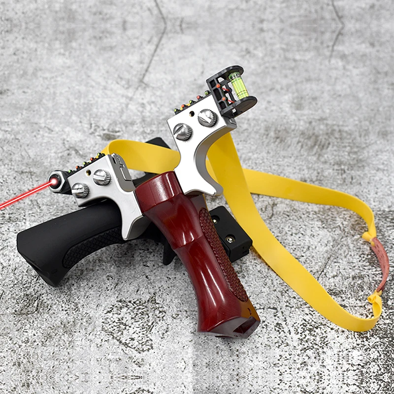 Powerful Resin Laser Aiming Slingshot Shooting with Flat Rubber Band Horizontal Aiming Outdoor Hunting Catapult Hot Sale