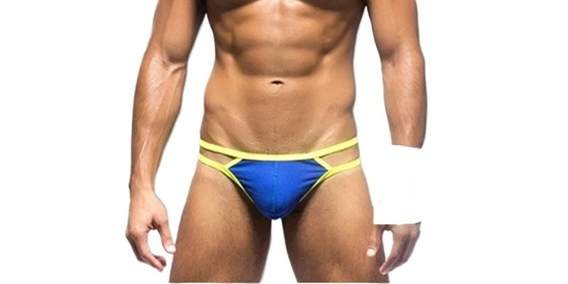 Men's Cotton Double Strap Thong Low Rise U-Pouch Breathable Contrast Trim Hip Lift Sexy T-back Underwear