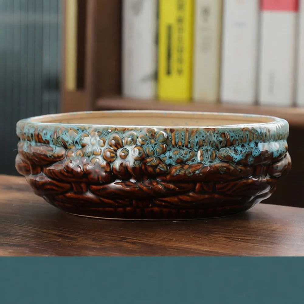 Large Caliber Succulent Planter Ceramic Coarse Pottery Flower Pot Breathable Breathable Succulent Home Desktop Decoration