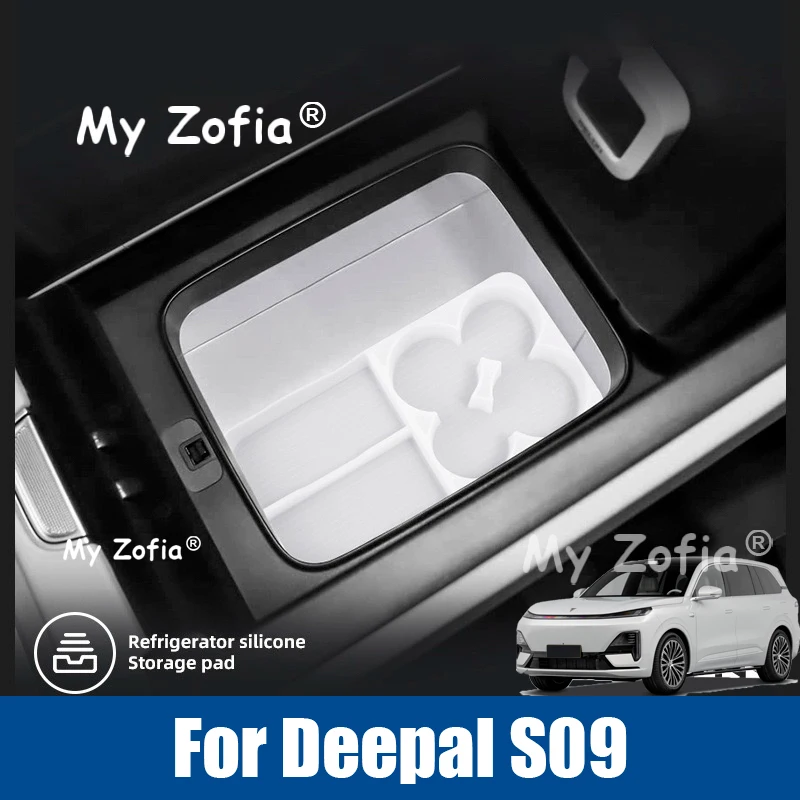 

For Deepal S09 2025 2026 Car Central Control Refrigerator Silicone Pad anti Slip Cup Holder Beverage Fixed Grid Car Interior