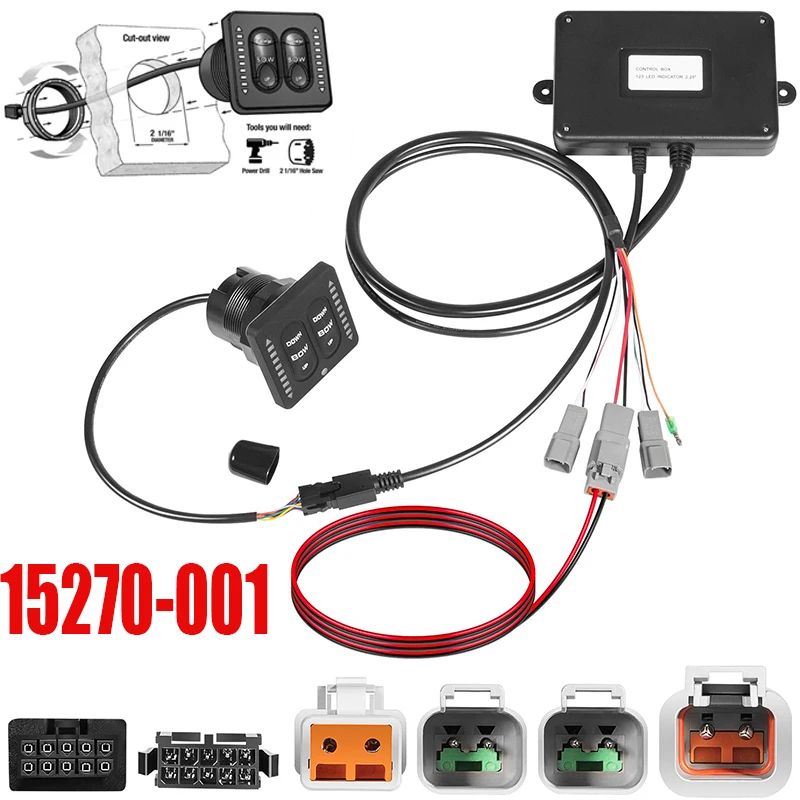

15170-001 Trim Tab Switch LED Integrated Indicator Tactile Kit with Pigtail Replacement, for Lenco Marine Single Actuator System