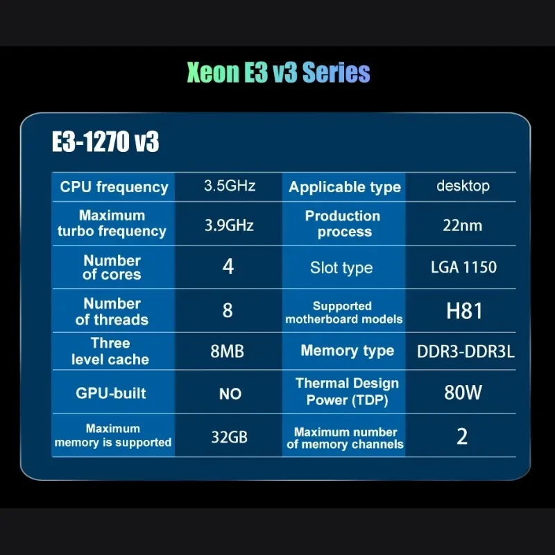 Imagem -03 - Usado para Processador Int-el Xeon e3 1270v3 35 Ghz Lga1150 8mb Quad Core Cpu E31270 v3