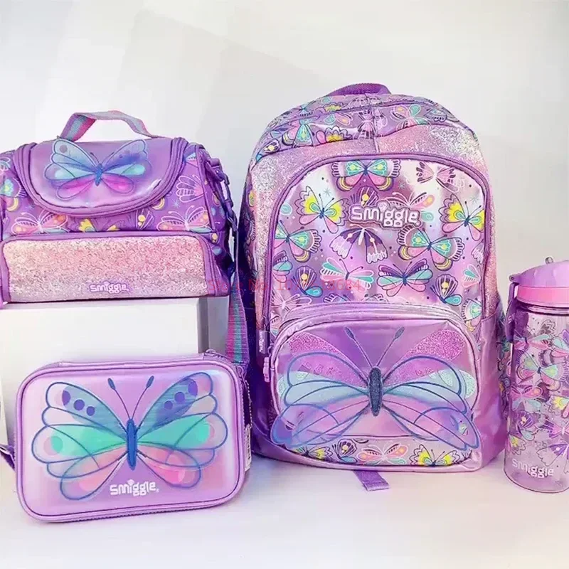 New Smiggle Primary School Student Large Capacity Ultra Light Weight Reducing Butterfly Style Stationery Girl Backpack Gift