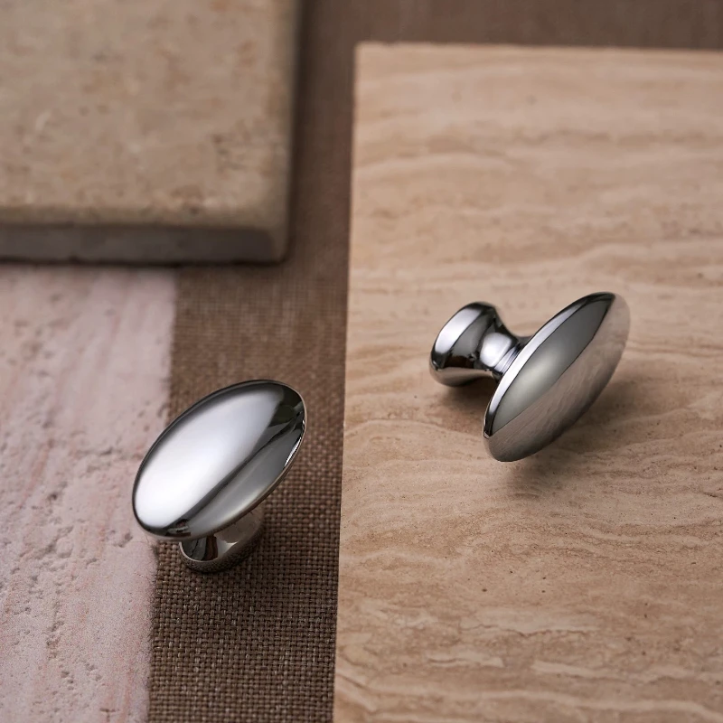 French Style Light Luxury Brass Cabinet Handle Creative Oval Wardrobe Shoe Cabinet Knob Simple High-end Cabinet Handle