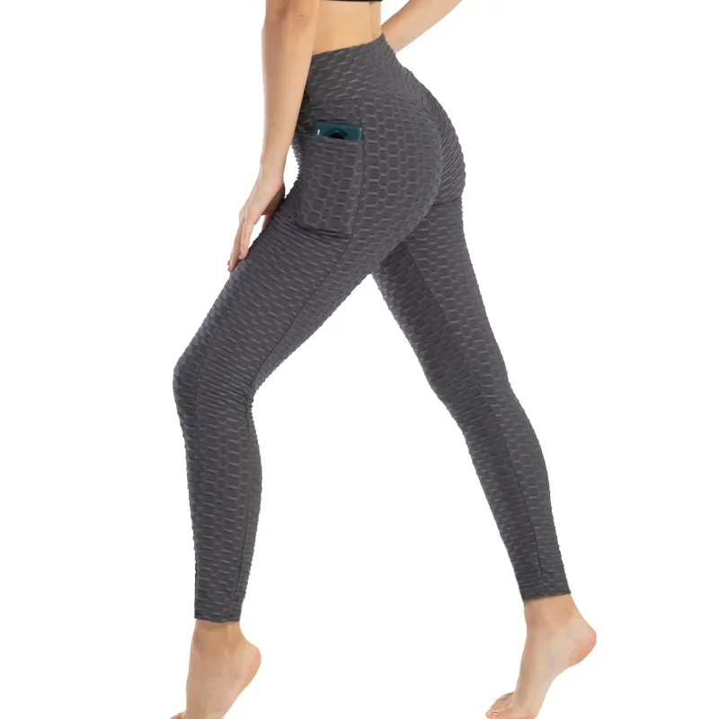 Frauen Mode Tasche Blase Hosen Stretchy Dünne Leggings Gym Laufen Radfahren Fitness Hosen Hohe Taille Hüfte Lift Leggings Weibliche – Detail 7