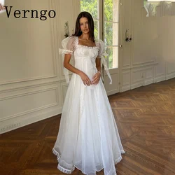 Verngo A Line Prom Gown 2024 Selkie Puff Short Party Dress For Women Lace Up Evening Dress Royal Princess Elegant Prom Dress