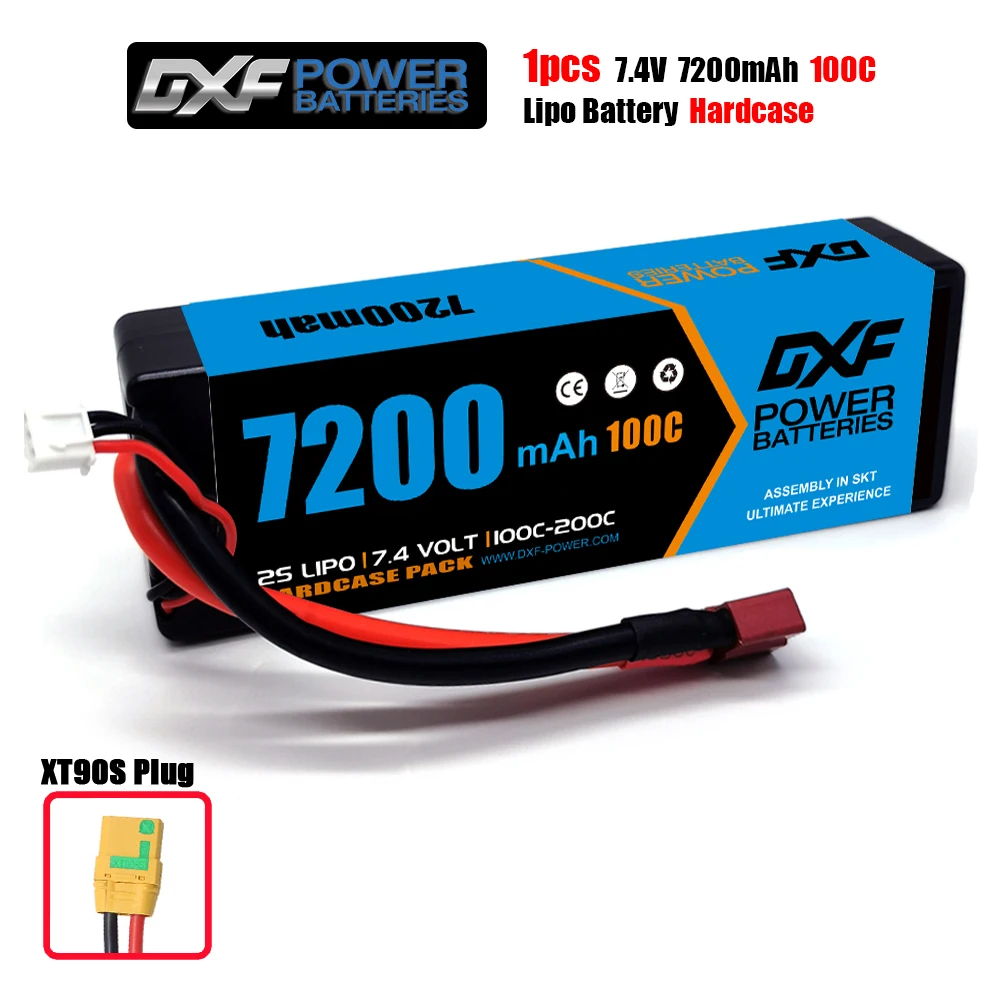 1/2PC DXF 2S Lipo Batterij 7.4V 7200mah 100C Hard Case XT60 EC5 TRX Deans XT90 voor Traxxas SCX10 Auto FPV Vliegtuig Truck RC Onderdelen