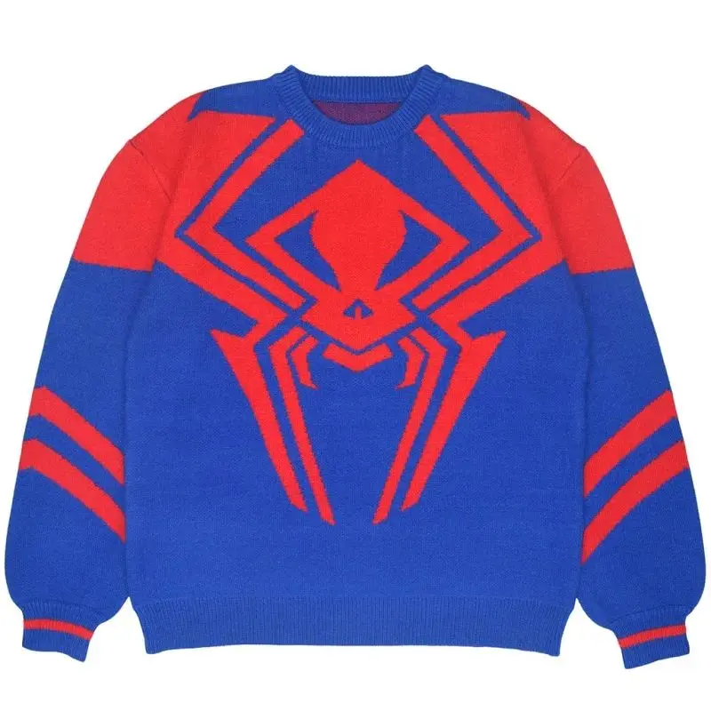 Spider Knitted Sweater Retro Trend Gothic Pullover Fashion Hip Hop Rock Warm Loose Clothing Men\'S Women\'S Y2kTops