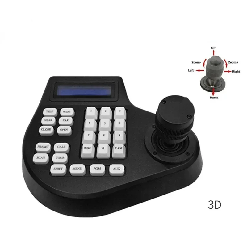 

Mini 2D 3D 4D Coaxial CCTV Keyboard Controller LCD 1.5Km Joystick RS485 PTZ Speed E Camera Bracket for Pelco SAMSUNG EU Plug