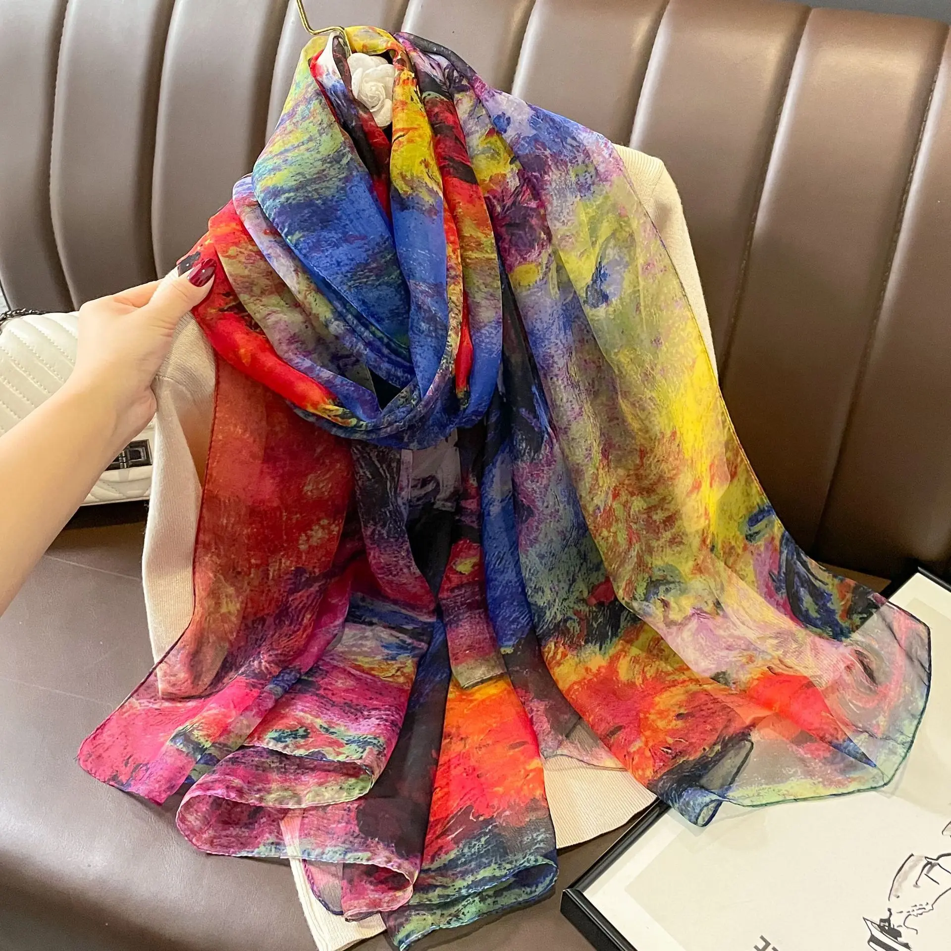 Beach Stoles Sunscreen Wraps Shawls Silk Scarf Spring Foulard Female Hijab Scarves Wraps for Women Luxury Hijab Headband Bandana