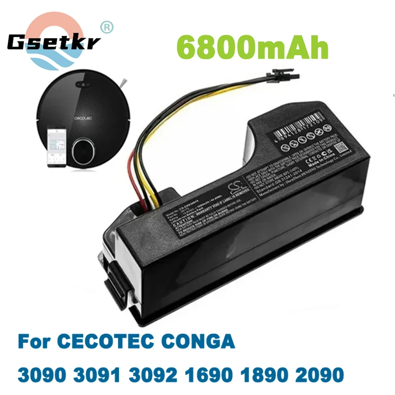 CECOTEC CONGA 3090 3091 3092 1690 1890 2090 Robot Vacuum Cleaner Battery Pack Replacement Accessories 14.4 Volts 6800mAh Battery