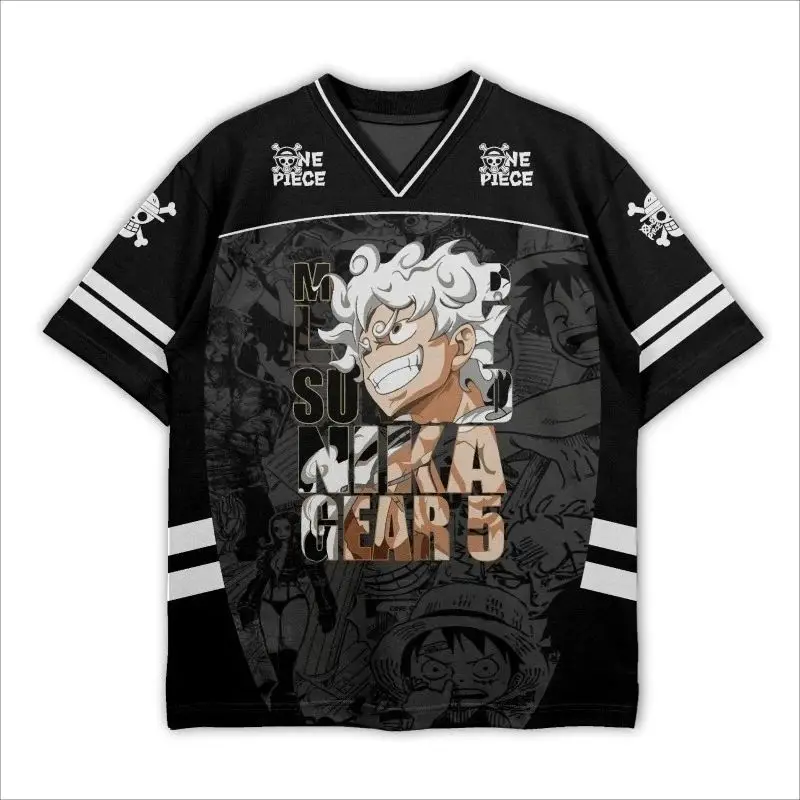

Футболка спортивная Luffy 5th Grade Anime с 3D-печатью, сетчатая, дышащая, с коротким рукавом и V-образным вырезом