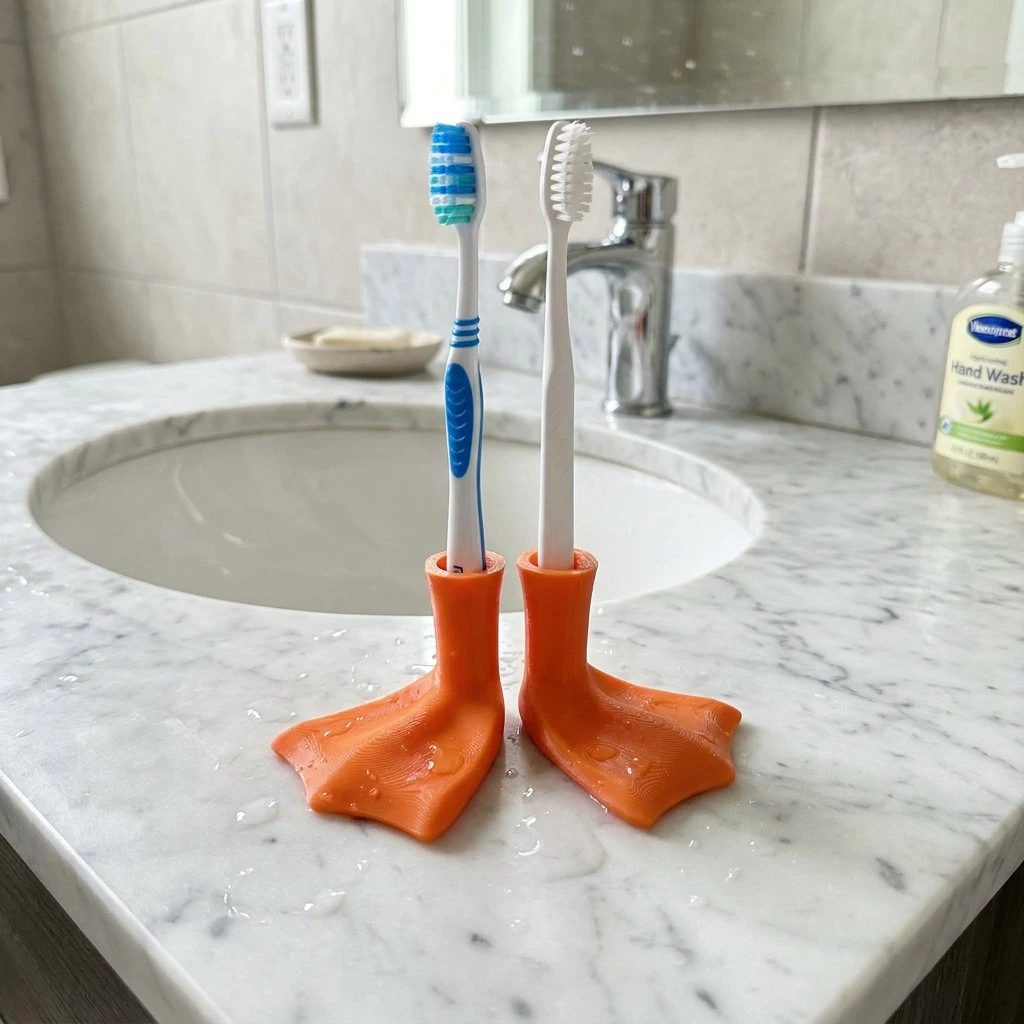 A Pair of Cute Duck-Foot-Shaped Multifunctional Bathroom Storage Racks, Toothbrush Holders, Multifunctional Draining Racks for Storage and Organization, Bathroom and Kitchen Countertop Storage Organizers, Stylish and Practical - Ideal for Back-To-School Season, Graduation Season Gifts, School Dorms, and Home Bathrooms