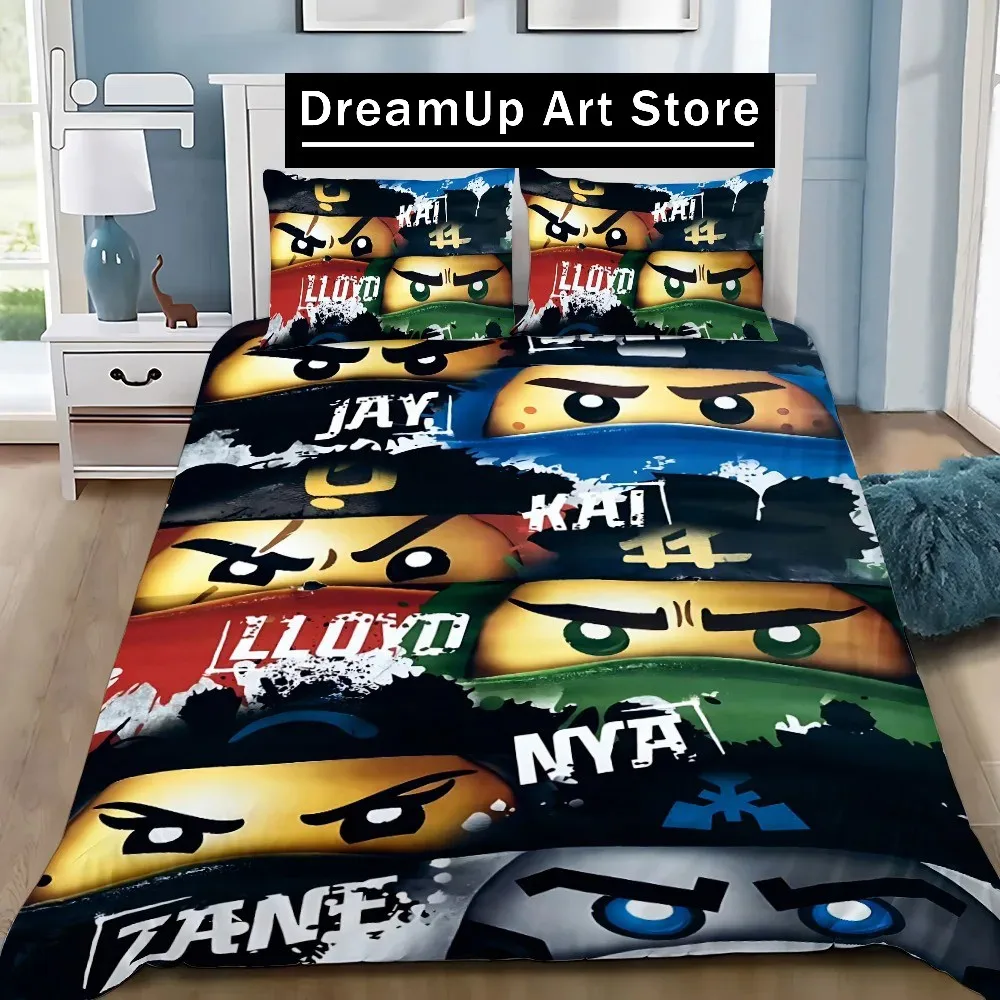 Duvet Cover Cartoon Game Pillowcase Bedding Set Boy Girl Bedroom Decoration Boys-N-ninjagos-Gift Single Double Large Size