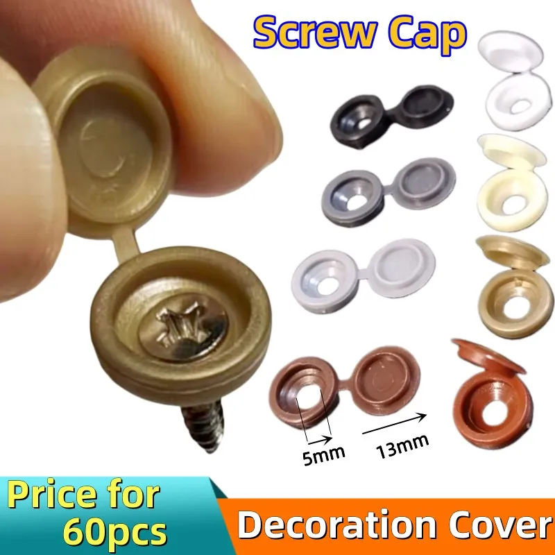 60pcs Plastic Screw Cap Self-Tapping Nails Cover Fold Universal Car Home Decorative Protective Nuts Button Furniture Fittings