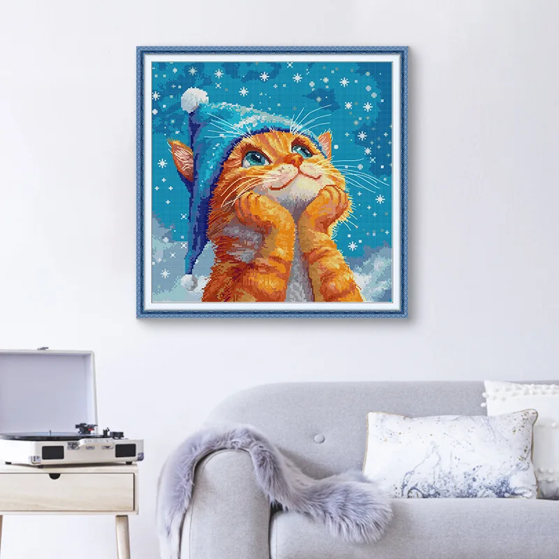 

Soulgift Stamped Pre-Printed Cross Stitch Kits, 9CT/11CT/14CT/16CT Fabric With DMC Threads, Easy To Follow - Cat's Dream