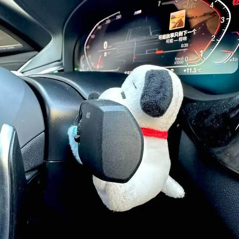 Kawaii Snoopys Plush Doll Car Steering Column Ornament, Cute Cartoon Auto Interior Decoration Car Turn Signal Shift Lever Decor