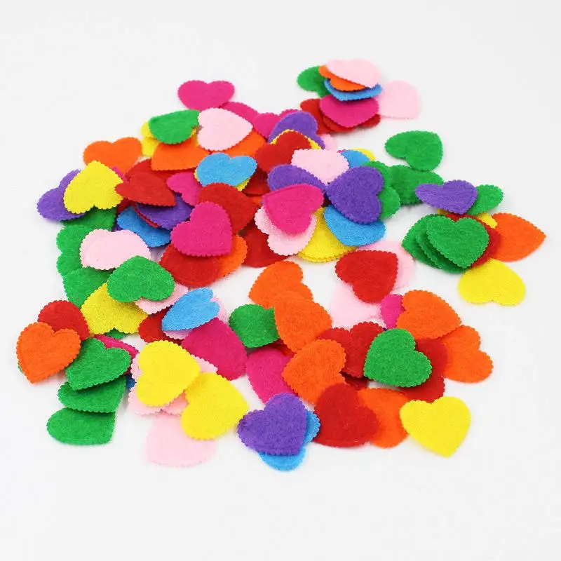 200 pz/lotto 20mm nuovo fiore Non tessuto colore misto Appliques in feltro a forma di cuore per accessori per forniture artigianali fai da te