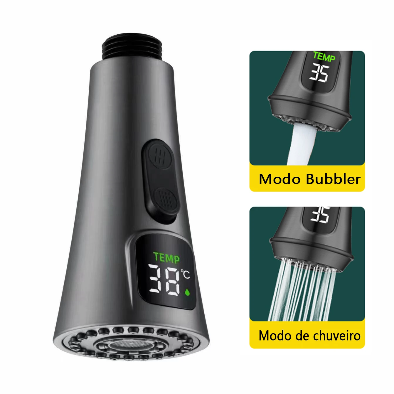 Bocal De Torneira De Cozinha Retire O Bocal De Torneira De Água Da Pia 2 Modos Universal LED Digital Display Faucet Adaptador Torneiras Conector Bubbler
