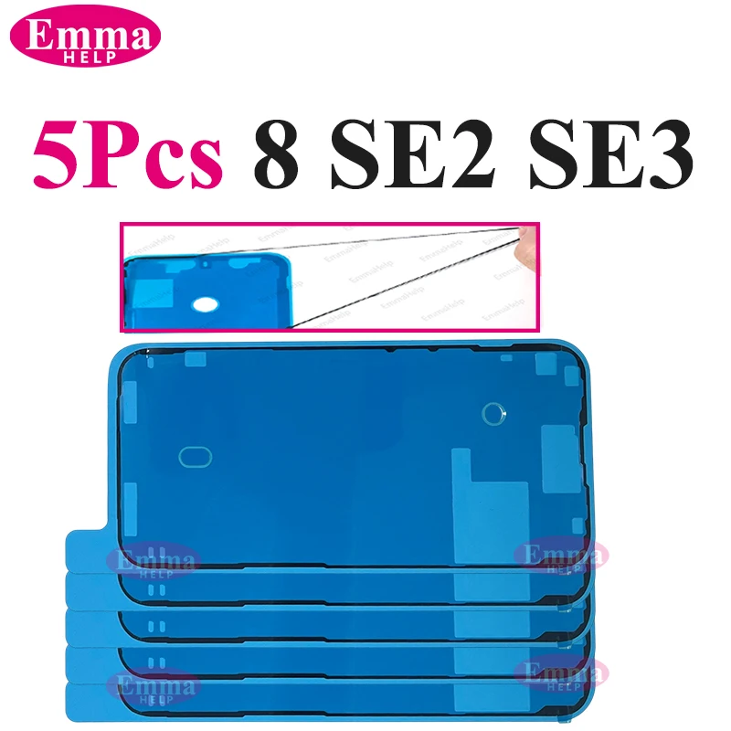 5 piezas sticker impermeable para iPhone 16 15 14 13 12 11 Pro Max XR XS 8 7 Plus, adhesivo de sellado 3M, cinta precortada para marco de pantalla LCD, pegamento 5