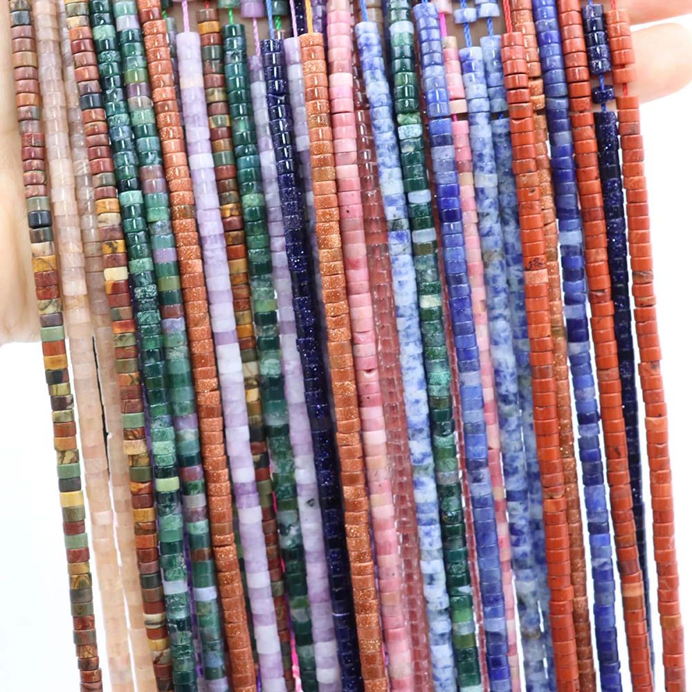 4x2mm Natürliche Flache Scheibe Runde Stein Perlen Handgemachte DIY Armband Halskette Lose Spacer Perlen Für Schmuck Machen DIY Zubehör