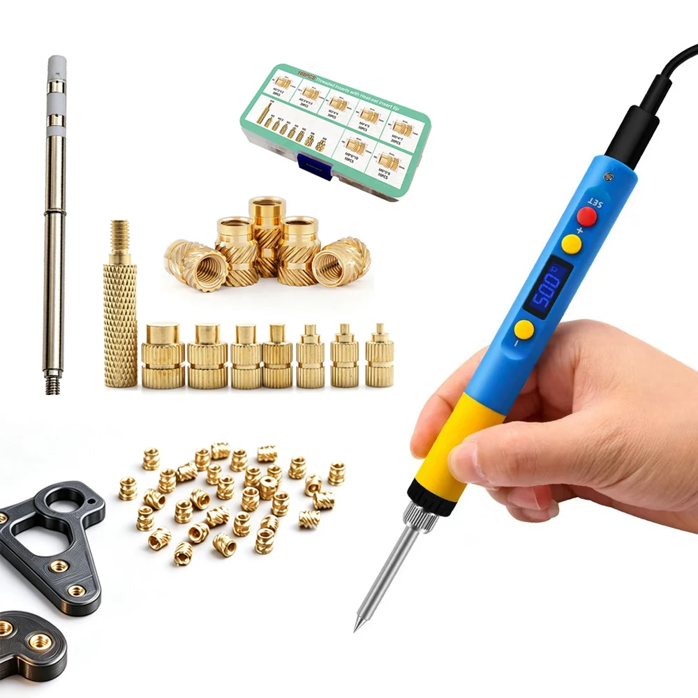 T65 Soldering Iron +168PCS Brass Internal Thread Heat Insert Nut Kit M2-M8, Heat Set Insert Nuts for T65 T85 HS01 SH72 SH73 Sold