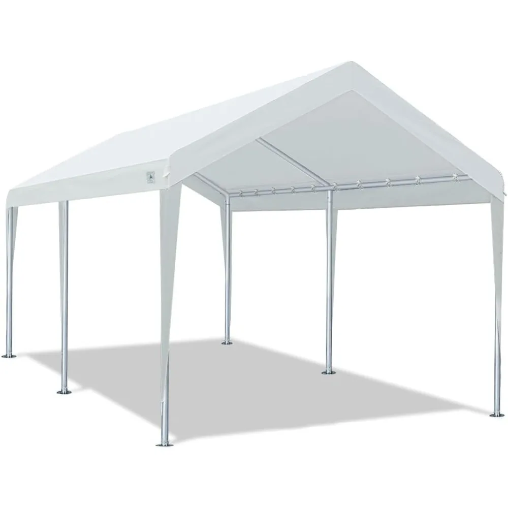 Adjustable 10x20 ft Heavy Duty Carports Car Canopy Garage Boat Shelter Party Tent, Adjustable Height from 9.5 ft to 11 ft, White