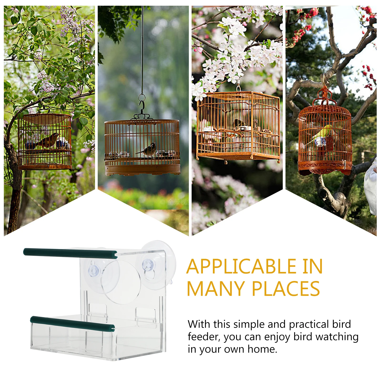 

1Pcs Acrylic Bird Feeder Suction Cup High Light Transmittance Sturdy Safe Durable Bird Food Dispenser Garden Feeding Tool